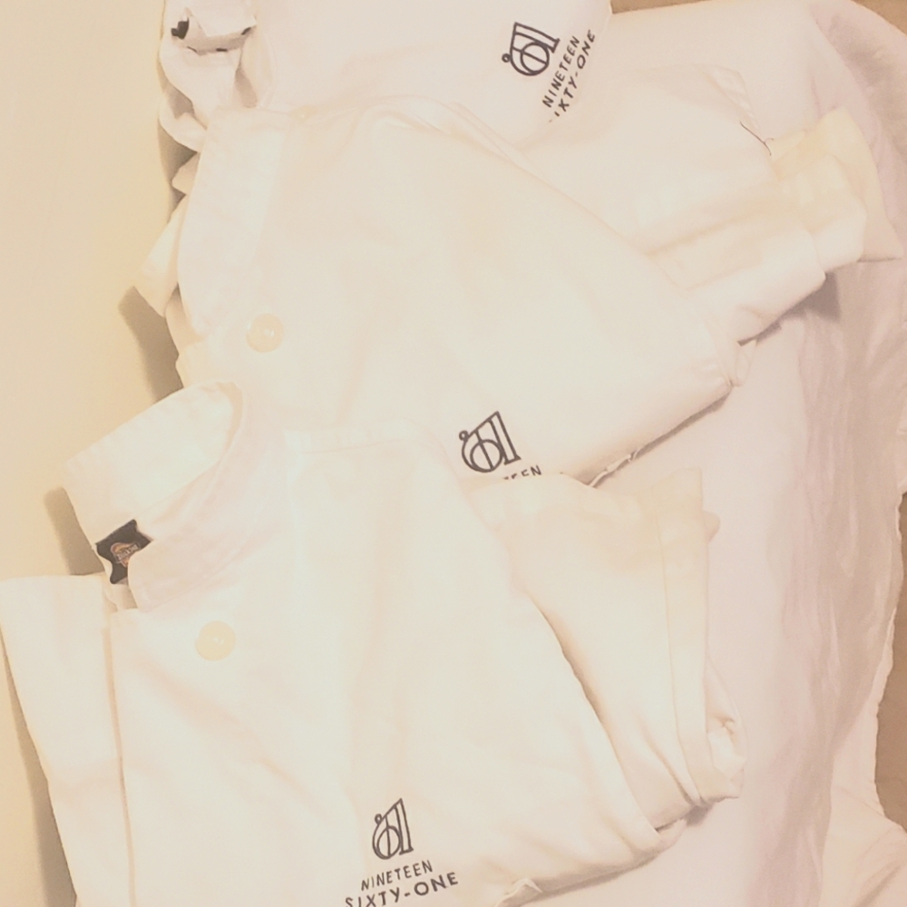 3 White long-sleeved chefs coat XL unisex Dickies brand embroidered